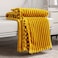 DISSA Fleece Blanket Queen Size 90x90 Yellow Soft Plush Fluffy Fuzzy Warm Cozy Perfect Throw for Couch Bed Sofa with Pompom Fringe Flannel Blanket