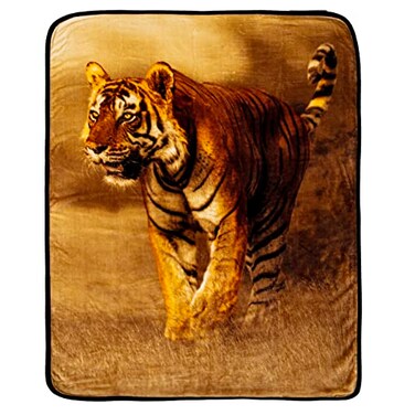Northwest Wild Heritage Raschel Throw Blanket 60 x 80 Savanna Tiger