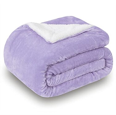SOCHOW Sherpa Fleece Throw Blanket DoubleSided Super Soft Luxurious Plush Blanket Twin Size 60 inchx80 inch Size Lilac