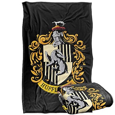 LOGOVISION Harry Potter Hufflepuff Crest Black Silky Touch Super Soft Throw Blanket 36 x 58Hufflepuff Crest