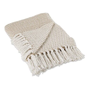 DII Woven Throw Collection 100 Cotton Basketweave 50x60 Stone