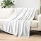 PAVILIA White Fleece Throw Blanket for Couch Soft Fuzzy Flannel Throw for Sofa Luxury Plush Microfiber Bed Blanket Cozy Home Decorative Velvet Gift Blanket 50x60