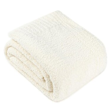 PAVILIA Super Soft Throw Blanket for Couch Fluffy Cozy Lightweight Cream Blanket Large Fuzzy Warm Knit Blanket for Bed Sofa Beige 60x80