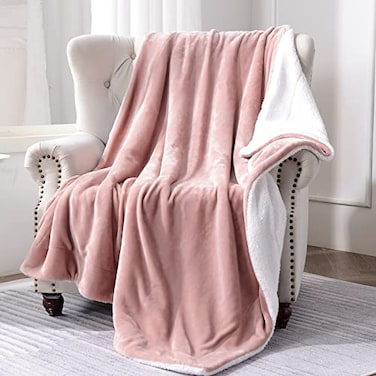 SOCHOW Sherpa Fleece Throw Blanket DoubleSided Super Soft Luxurious Plush Blanket Throw Size Dusty Pink 50x60 inches