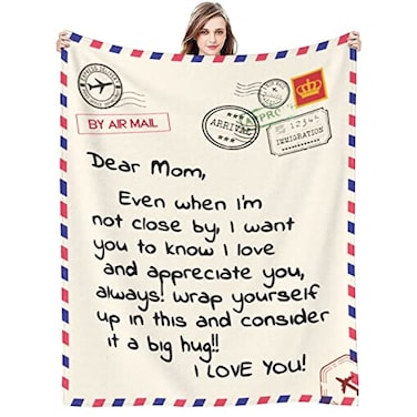 Poitvd Throw Blankets Anniversary Birthday Gift for Mom from Daughter Son Dear Mom Blanket for Mothers Day Super Soft Flannel Throw Blankets for Christmas Valentines Day for Bed Couch