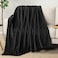 PAVILIA Super Soft Fleece Throw Blanket Black Luxury Fuzzy Plush Flannel Throw Warm Cozy Ribbed Microfiber Blanket for Sofa Couch Bed Lightweight Striped Blanket Black 50x60