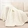 Bigacogo Chunky Knit Throw Blanket for Couch 40x80 inches 100 Hand Knitted with Thick Jumbo Chenille Yarn Cozy Soft Large Rope Knot Cable Crochet Blankets for Sofa Bed Living Room Ivory