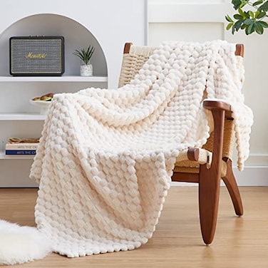 EXQ Home Fleece Throw Blanket for Couch or Bed 3D Imitation Turtle Shell Jacquard Decorative Blankets Cozy Soft Lightweight Fuzzy Flannel Blanket Suitable for All Seasons5060Beige