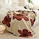 GunziStreet Floral Throw Blanket Big Flower Pattern Soft Cozy Warm Fuzzy Fluffy Microfiber Feather for Couch Bed Sofa Baby Pets Home Decor All Season Chen Red 47x59