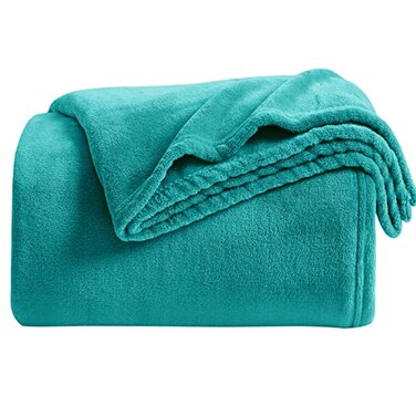 KMUSET Fleece Blanket Throw Teal Lightweight Super Soft Cozy Luxury Bed Blanket