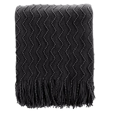 BATTILO HOME Black Throw Blanket for Couch Boho Black Throws for Home Decor Soft Throw Blankets for Bedroom Decor Housewarming Gifts 50x60
