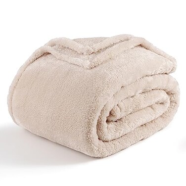 Berkshire Blanket Classic ExtraFluffy Plush Throw Blanket Soft Fuzzy Fluffy Long Hair Throw Blanket for Couch Sofa Bed Chino Khaki 50x60 Inches