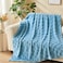 NEWCOSPLAY Super Soft Throw Blanket Blue Premium Silky Flannel Fleece 3D Checkered Lightweight Bed Blanket All Season Use Blue Checkered Throw50x70
