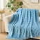 NEWCOSPLAY Super Soft Throw Blanket Blue Premium Silky Flannel Fleece 3D Checkered Lightweight Bed Blanket All Season Use Blue Checkered Throw50x70