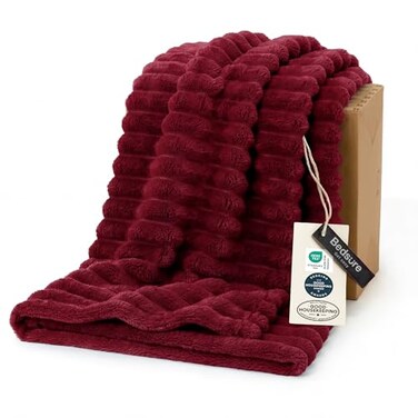 Bedsure GentleSoft Deep Red Fleece Blanket for Couch Cozy Soft Blankets for Women Cute Small Throws for Girls 60x80 Inches