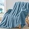 BEDELITE Fleece Blue Throw Blanket for Couch 300GSM Soft Warm Fluffy Blue Blanket Decorative and Giftable Striped Blankets for Women Men 50x60