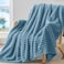 BEDELITE Fleece Blue Throw Blanket for Couch 300GSM Soft Warm Fluffy Blue Blanket Decorative and Giftable Striped Blankets for Women Men 50x60