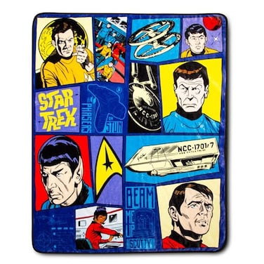 Silver Buffalo Star Trek The Animated Series Comic Panel Microplush Throw Blanket Soft Polyester Cover for Sofa Bed 50 x 60 Inches