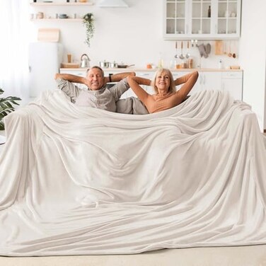 BEDELITE Big Fleece Blanket 120 x 120 10 x 10 Super Soft Fluffy Fuzzy Oversized King for Bed Couch Sofa Camping Extra Large Blanket Fits Your Whole Family Beige