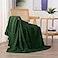 Linecooo Green Fleece Throw Blanket 5060 for Couch Sofa BedSuper Soft Cozy Plush Microfiber Flannel Blanket with Stripes Design Lightweight for Adults Woman Girls