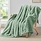 BEDELITE Fleece Green Throw Blanket for Couch 300GSM Soft Warm Fluffy Green Blanket Decorative and Giftable Striped Blankets for Women Men 50x60