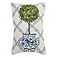 Peking Handicraft Ball Topiary in Chinoiserie Pot with Blue Trellis 12 x 18 Hooked Wool Throw Pillow with Polyfill Insert