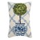 Peking Handicraft Ball Topiary in Chinoiserie Pot with Blue Trellis 12 x 18 Hooked Wool Throw Pillow with Polyfill Insert