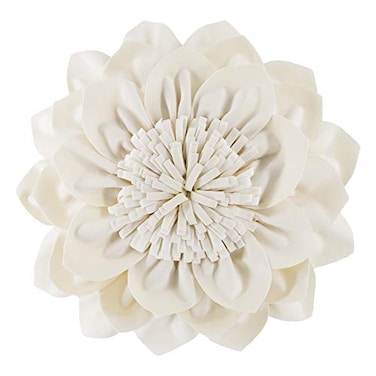 OiseauVoler Decorative Throw Pillow 3D Flower Round Pillow Accent Handmade Cushion with Insert Included for Couch Bed Home Decor 12 Inch Cream White