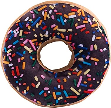 HYSEAS Round Throw Pillow 14 Inch Chocolate Donut 3D Digital Print Decorative Comfortable Soft Plush Funny Food Shaped Pillow Light Weight Seat Pad Cushion for Couch Chair Floor Sofa