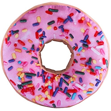 HYSEAS Round Throw Pillow 14 Inch Pink Donut 3D Digital Print Decorative Comfortable Soft Plush Funny Food Shaped Pillow Light Weight Seat Pad Cushion for Couch Chair Floor Sofa