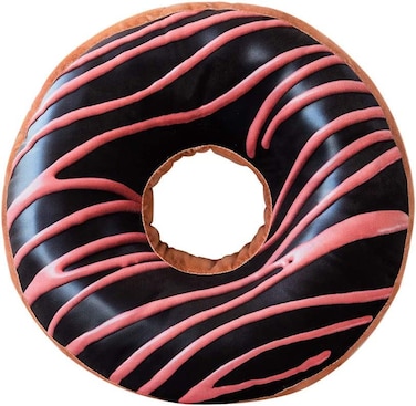 HYSEAS Round Throw Pillow 14 Inch Chocolate Pink Donut 3D Digital Print Decorative Comfortable Soft Plush Funny Food Shaped Pillow Light Weight Seat Pad Cushion for Couch Chair Floor Sofa