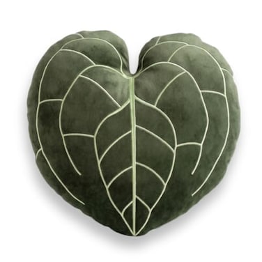 Green Philosophy Co Anthurium Leaf Pillow Soft 3D Plant Throw Pillow Khaki Green Decorative Leaf Pillow for Couch Bed for Plant Lovers