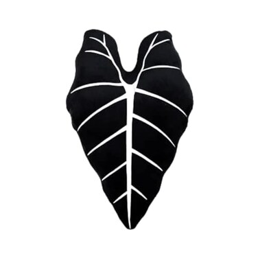 Green Philosophy Co Frydek Alocasia Leaf Throw Pillow Obsidian