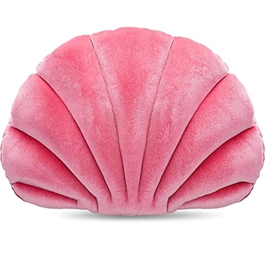 Marsui Pink Seashell Decorative Pillow 13 Inch Shell Shaped Pink Throw Pillow Gift 3D Insert Beach Soft Velvet Sea Ocean Preppy Room Decoration Couch Bed Cute Cushions