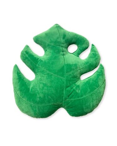 Green Philosophy Co Monstera Deliciosa Leaf Pillow Jungle Green
