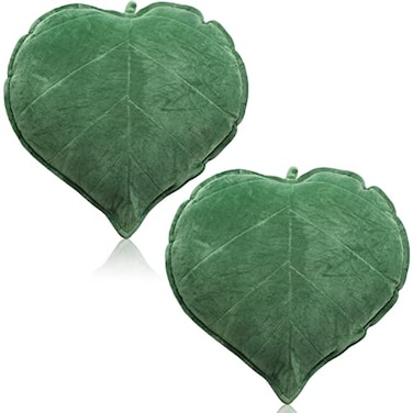 Yookeer 2 Pcs Leaf Shaped Throw Pillow 3D Leaves Plant Decorative Throw Pillows for Couch Living Room Bedroom Sofa Home Decoration 16 x 16 InchDark Green