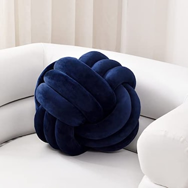 Sioloc Soft Knot Ball PillowsRound Throw Pillow Cushion Home Decoration Plush PillowThrow Knotted Pillow Handmade Round Plush Pillow78inchesNavy