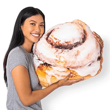 Much Comfort 22 3D Gooey Cinnamon Bun Throw Pillow Made with Super Soft Ultra Premium Fabric Cute Comfortable Plush Stuffed Round Squishy Cushion for Home Decor Best Funny Gift Medium
