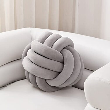 Sioloc Soft Knot Ball PillowsRound Throw Pillow Cushion Home Decoration Plush PillowThrow Knotted Pillow Handmade Round Plush Pillow78inchesGrey