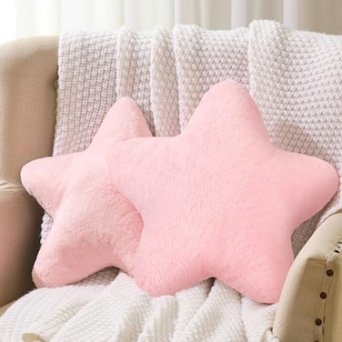 Sumind 2 Pcs 157 Inch Pink Star Pillow Decorative Throw Pillow Cute Plush Star Pillows Aesthetic 3D Throw Stuffed Cushion Decorative Room Decor for Bedroom Sofa Chair
