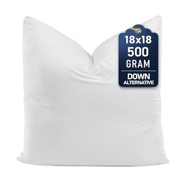 Utopia Bedding Throw Pillows Set of 1 White 18 x 18 Inches Down Alternative Pillows for Bed Sofa and Couch Fluffy Decorative Stuffer Pillow for Indoors Outdoors