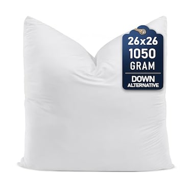 Utopia Bedding Throw Pillows Set of 1 White 26 x 26 Inches Down Alternative Pillows for Bed Sofa and Couch Fluffy Decorative Stuffer Pillow for Indoors Outdoors