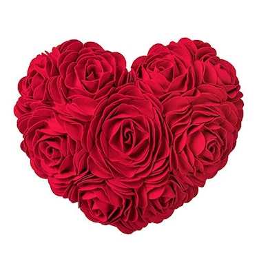 JWH Heart Flower Throw Pillow Covers Decorative Floral Shaped Accent Cushion Soft Pillowcase for Sofa Couch Living Room Bed Chair 14x16 Inches Red