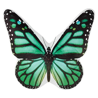 JWH 3D Butterfly Pillow Decorative Animal Throw Pillow Aesthetic Stuffed Plush Accent Pillow Case Colorful Pillowcase Cute Cushion Bed Couch Bedroom 13x15 Inch Black Green