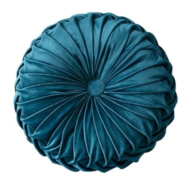 HLOVME Round Velvet Pillow for Couch Small Handmade Decorative Throw Pillow for Bed Bedroom 137 Dark Blue