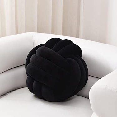 Sioloc Soft Knot Ball PillowsRound Throw Pillow Cushion Home Decoration Plush PillowThrow Knotted Pillow Handmade Round Plush Pillow78inchesBlack