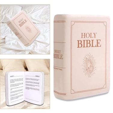 VKMON Bible Pillow Book Plush That Opens for Kids Adults Christian Gifts Cozy Faith Bible Pillow Beige