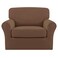Easy-Going EasyGoing 2 Pieces Microfiber Stretch Chair Slipcover Spandex Soft Fitted Sofa Couch Cover Washable Furniture Protector with Elastic Bottom Kids Pet Brown