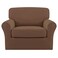 Easy-Going EasyGoing 2 Pieces Microfiber Stretch Chair Slipcover Spandex Soft Fitted Sofa Couch Cover Washable Furniture Protector with Elastic Bottom Kids Pet Brown