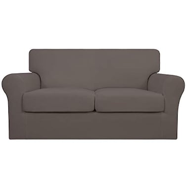 Easy-Going EasyGoing 3 Pieces Stretch Soft Couch Cover for Dogs Washable Sofa Slipcover for 2 Separate Cushion Couch Elastic Furniture Protector for Pets Kids Loveseat Taupe Medium